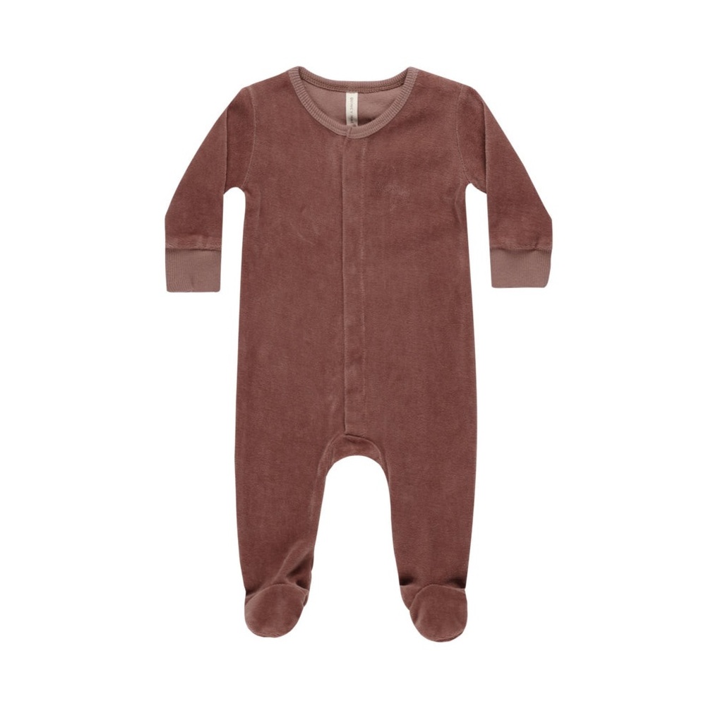 Quincy Mae 3/6 velour footie cranberry